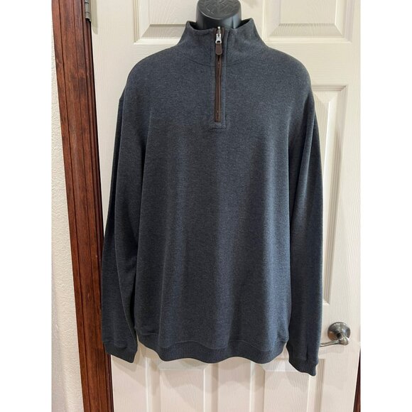 Daniel Cremieux Mens Reversible 1/4 Zip Pullover Sweater W/ Elbow Patches Dark G - Picture 7 of 10